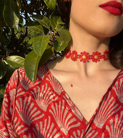 Red Daisy Choker