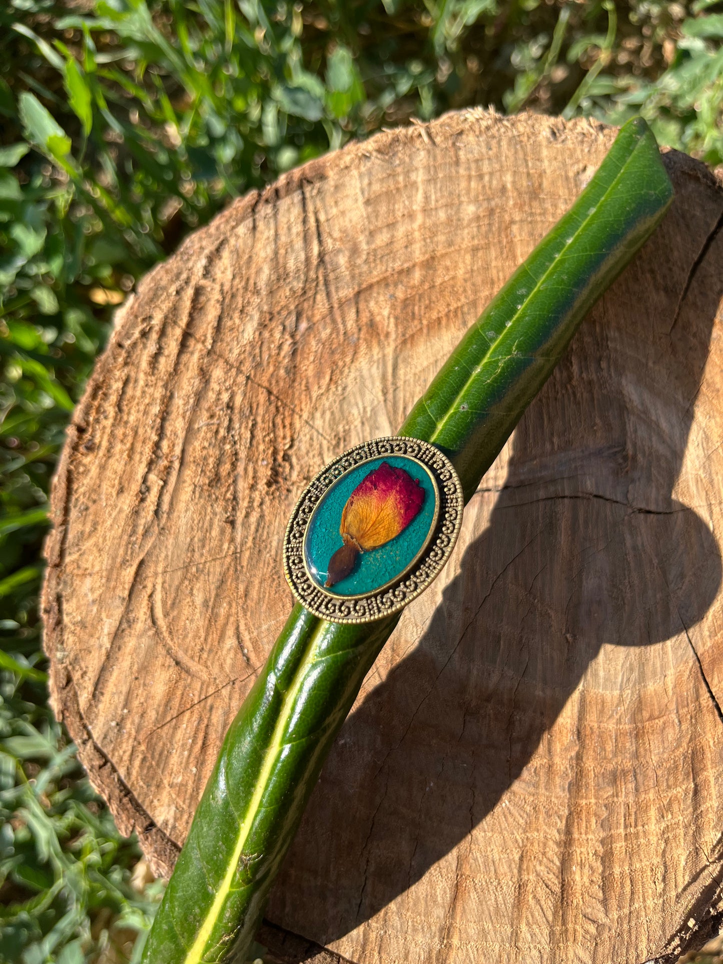 Vintage Dry Flower Resin Ring