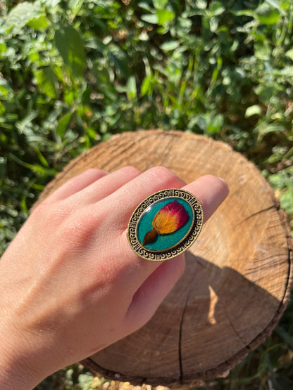 Vintage Dry Flower Resin Ring