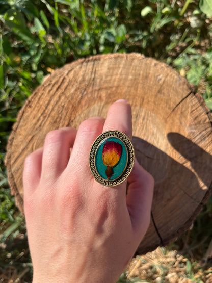 Vintage Dry Flower Resin Ring