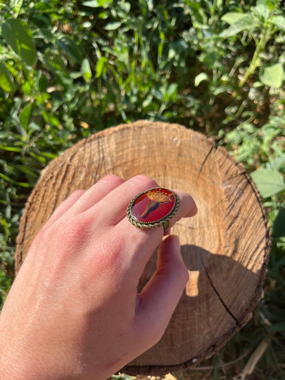 Vintage Dry Flower Resin Ring