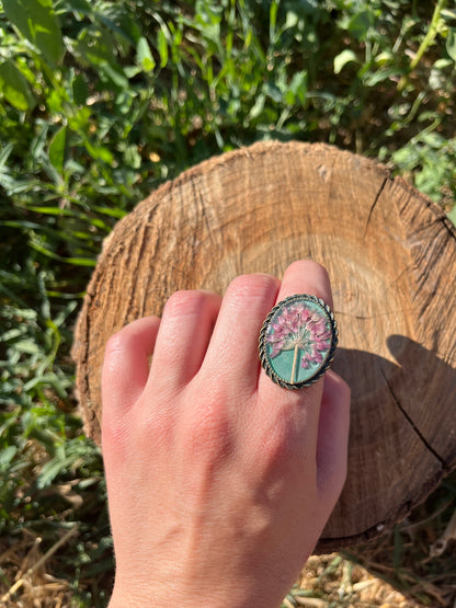 Vintage Dry Flower Resin Ring