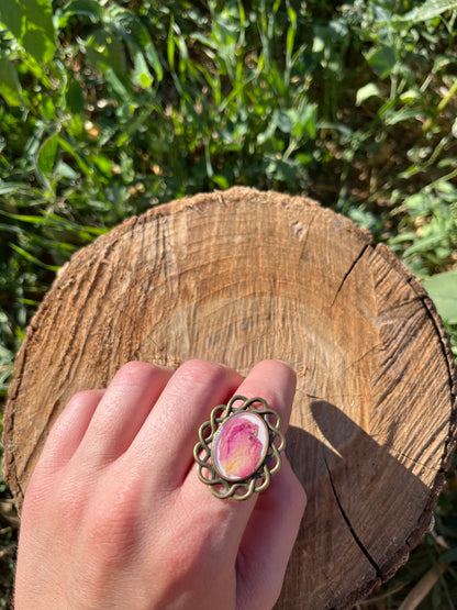 Vintage Dry Flower Resin Ring