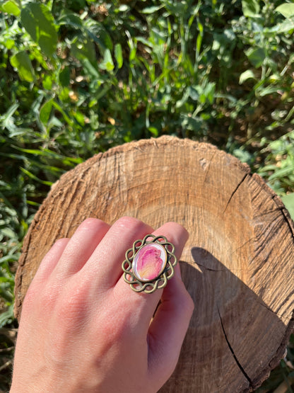 Vintage Dry Flower Resin Ring