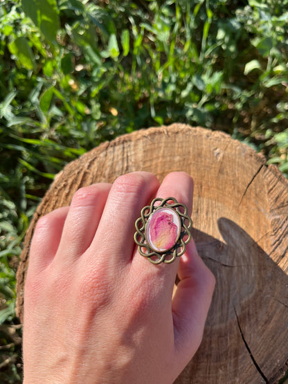 Vintage Dry Flower Resin Ring