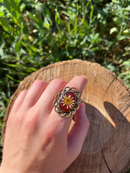 Vintage Dry Flower Resin Ring