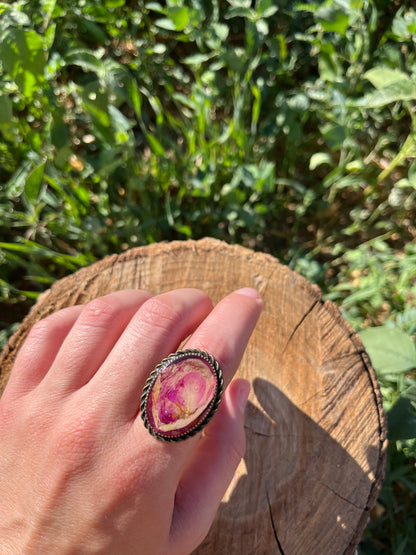 Vintage Dry Flower Resin Ring