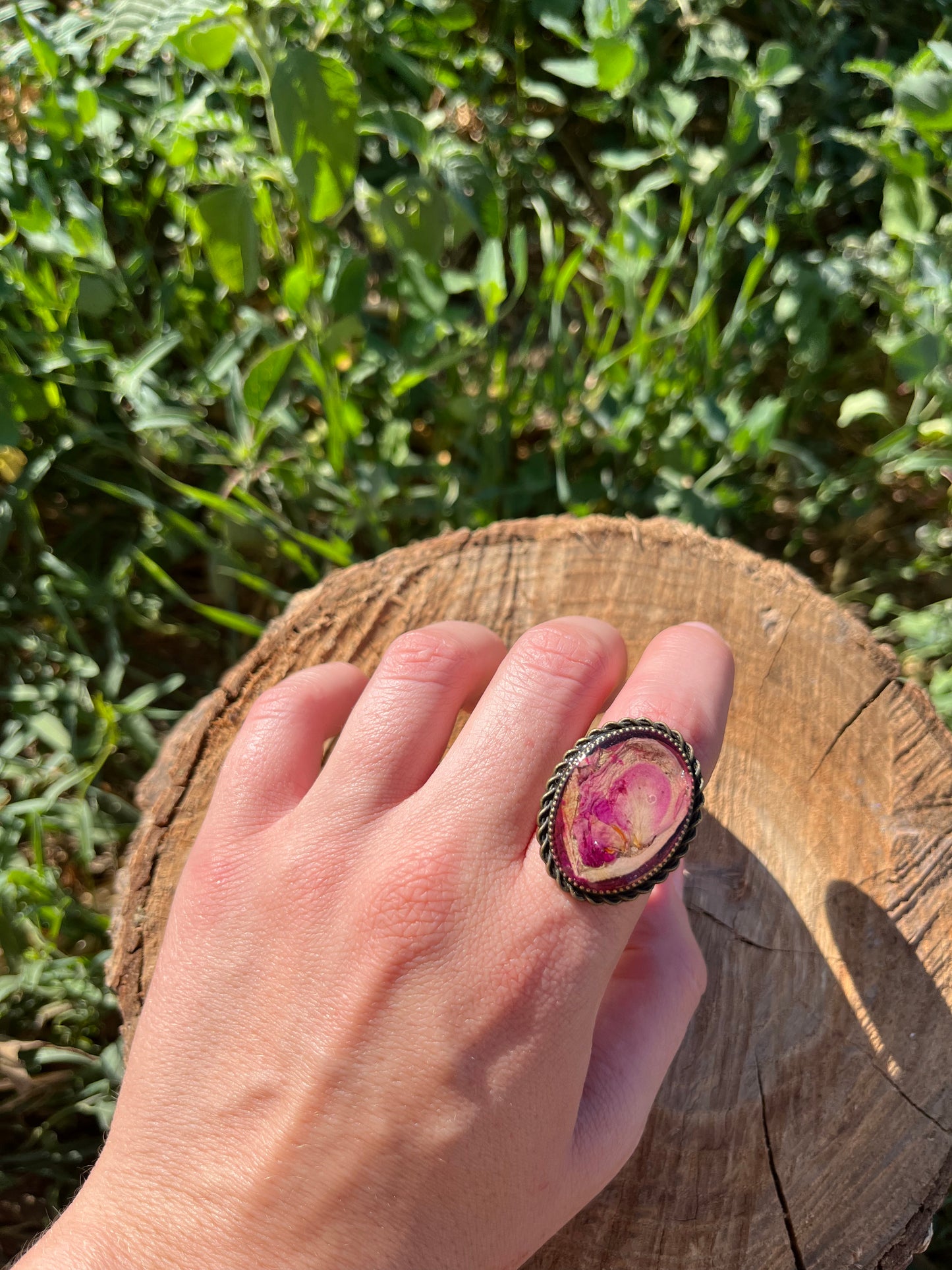 Vintage Dry Flower Resin Ring