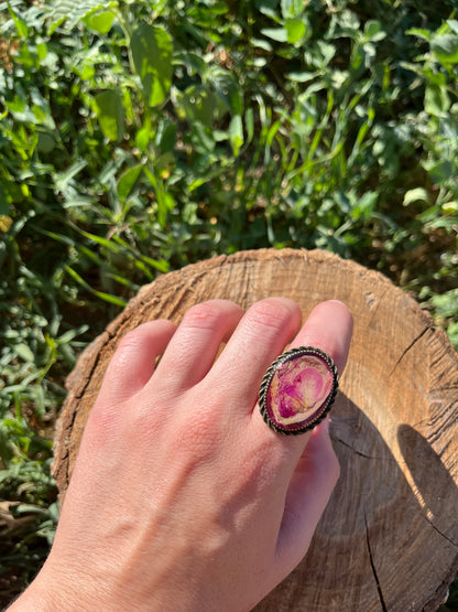 Vintage Dry Flower Resin Ring