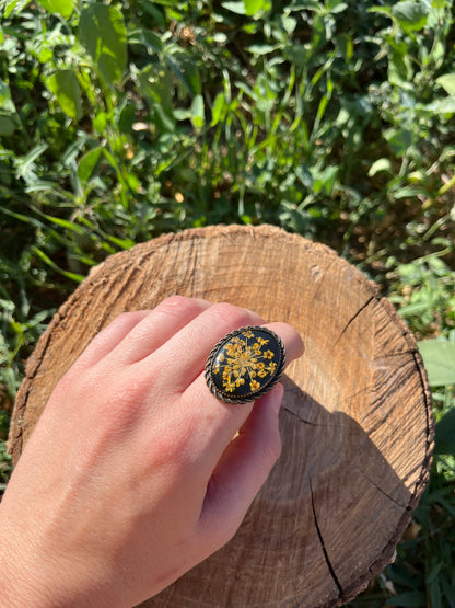 Vintage Dry Flower Resin Ring