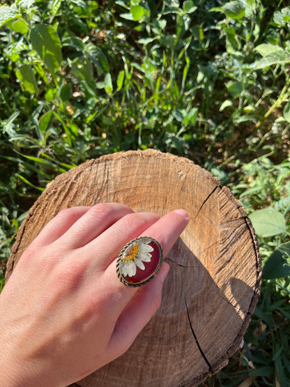 Vintage Dry Flower Resin Ring