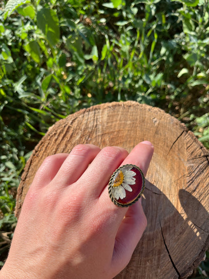 Vintage Dry Flower Resin Ring