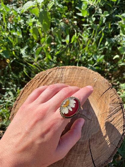 Vintage Dry Flower Resin Ring