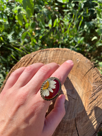 Vintage Dry Flower Resin Ring