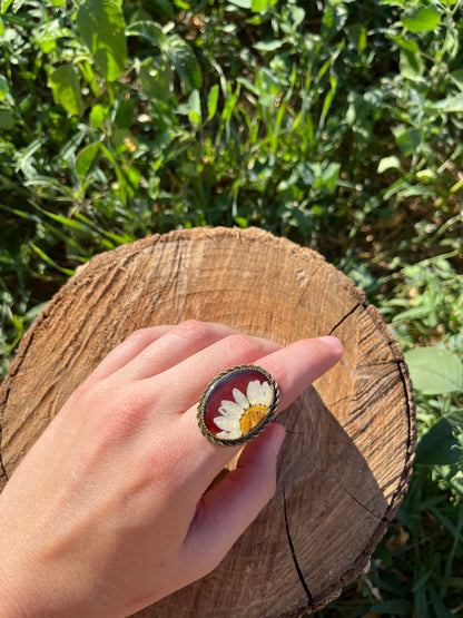 Vintage Dry Flower Resin Ring