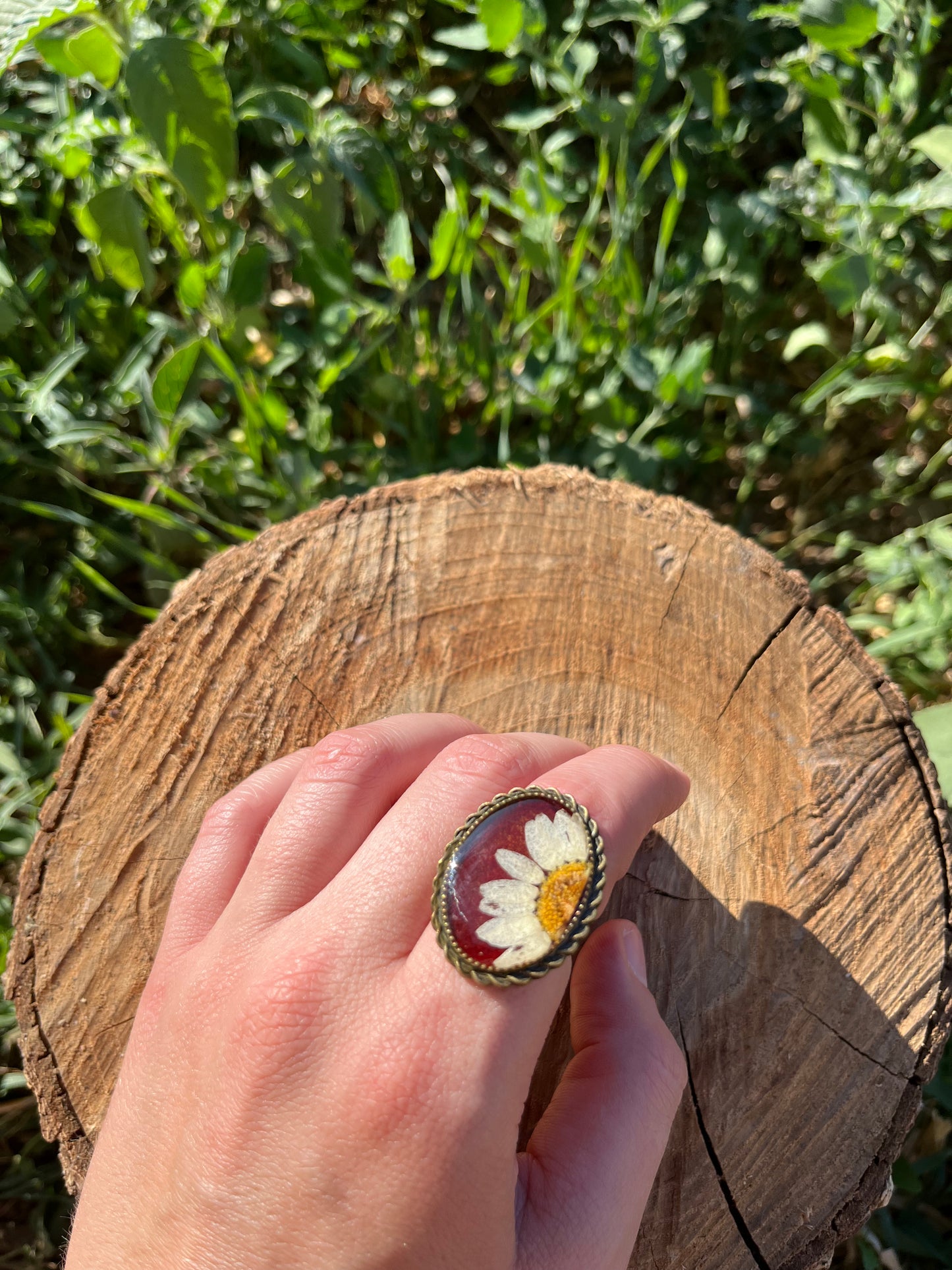 Vintage Dry Flower Resin Ring