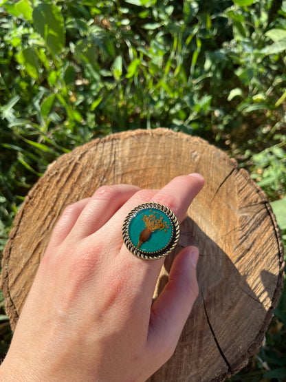 Vintage Dry Flower Resin Ring