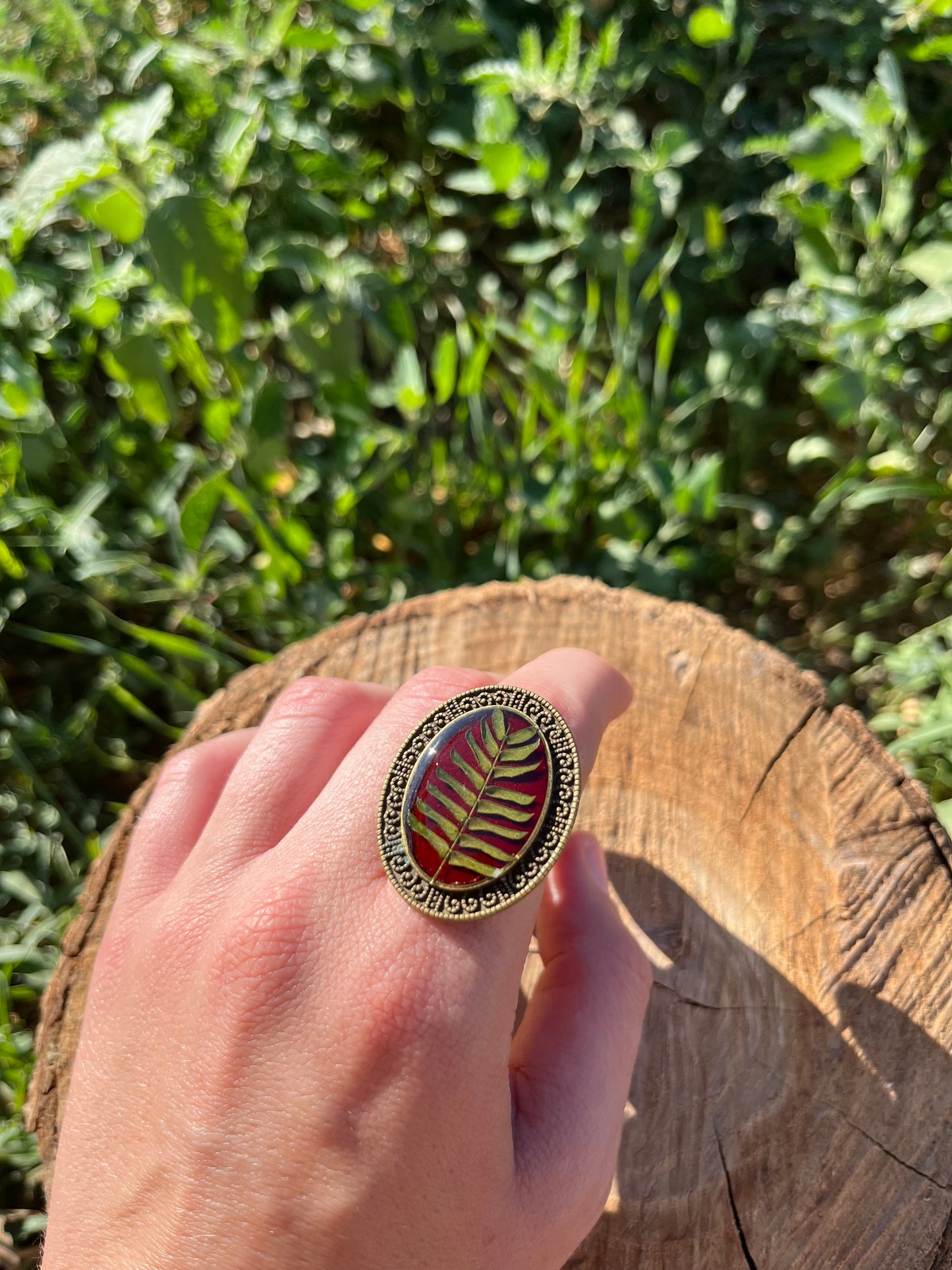 Vintage Dry Flower Resin Ring