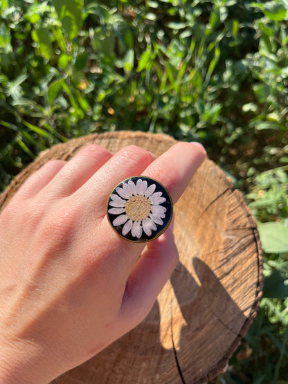 Vintage Dry Flower Resin Ring