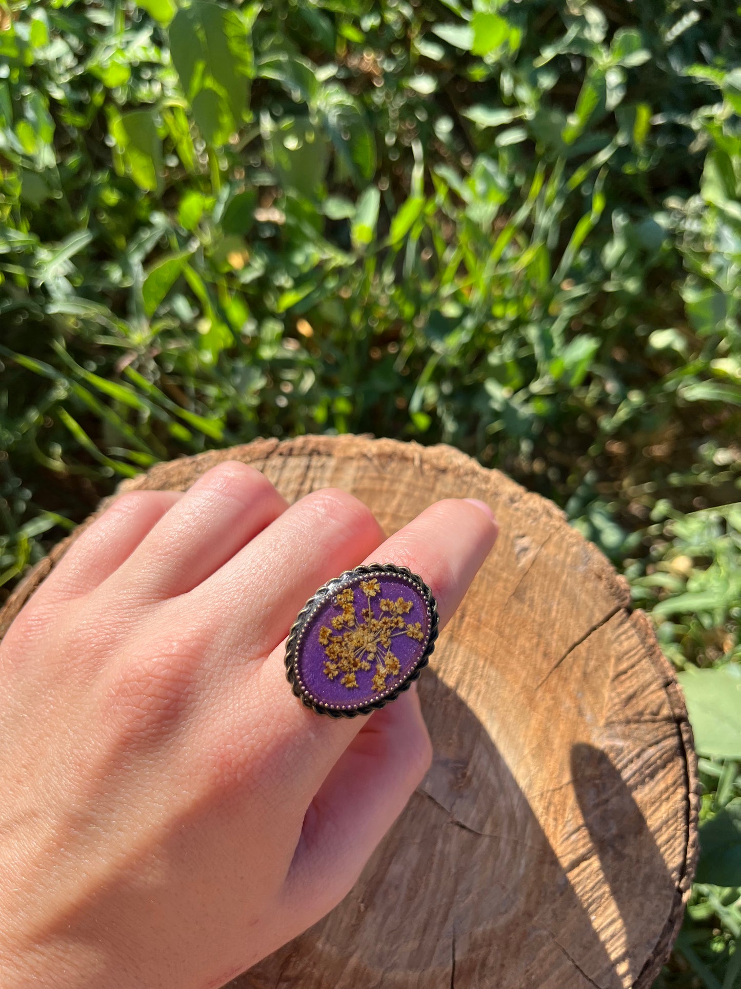 Vintage Dry Flower Resin Ring