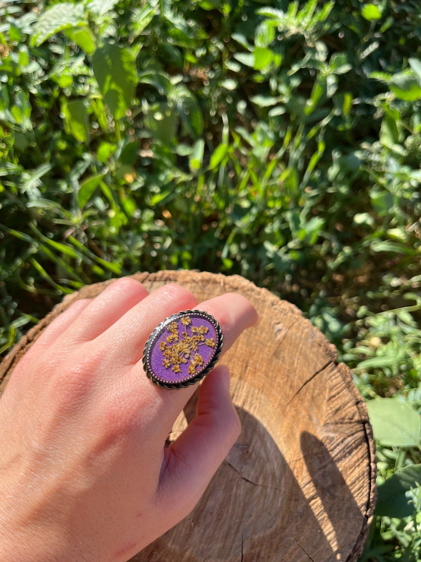 Vintage Dry Flower Resin Ring