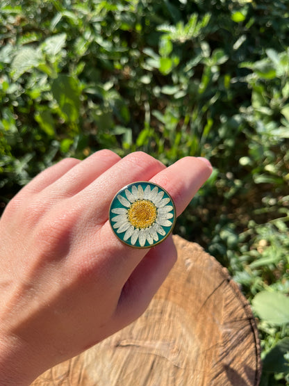 Vintage Dry Flower Resin Ring