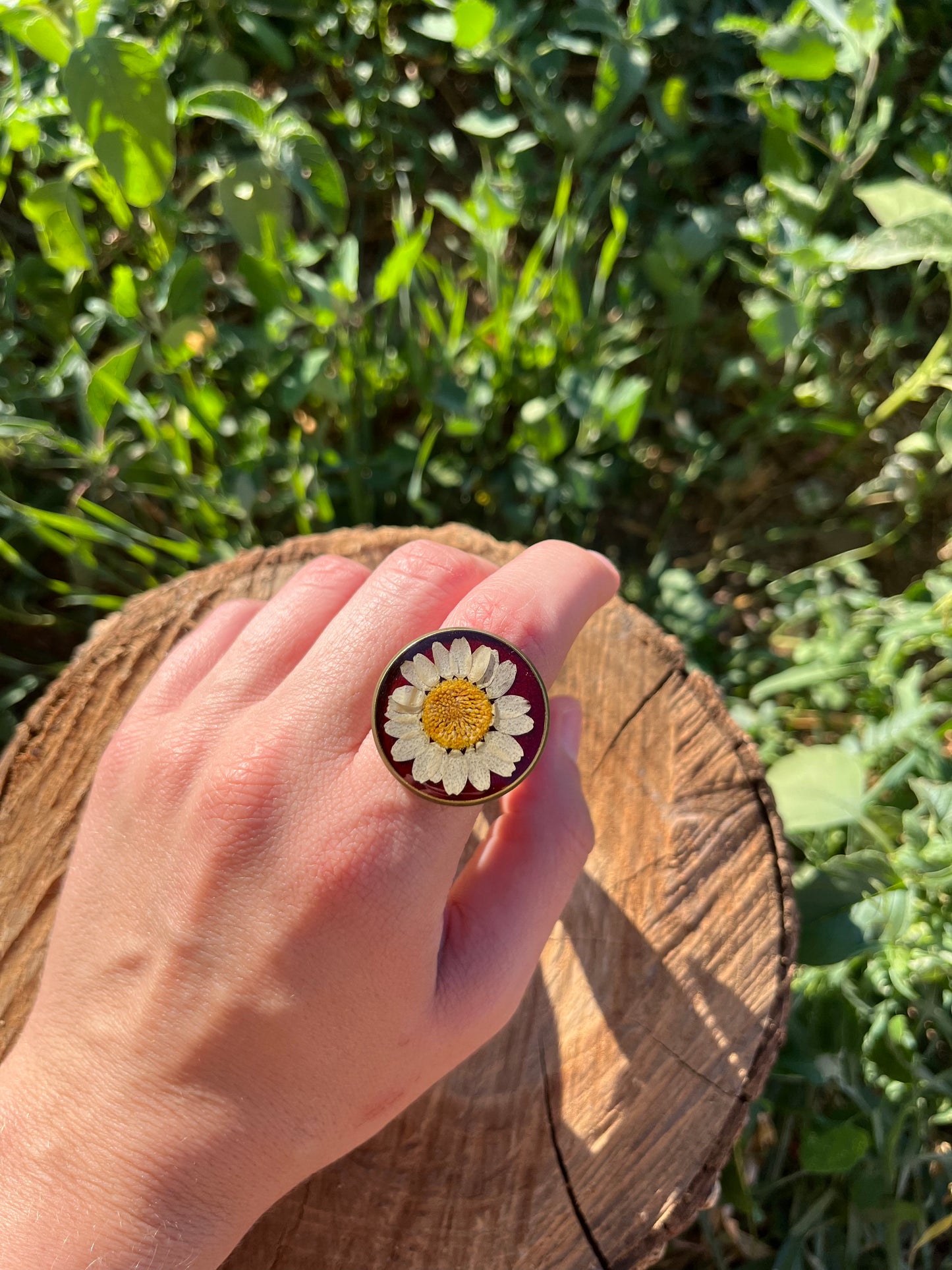 Vintage Dry Flower Resin Ring