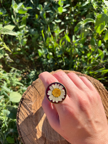 Vintage Dry Flower Resin Ring