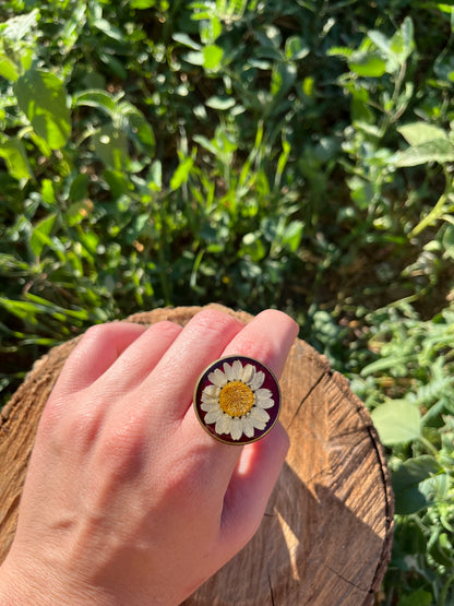 Vintage Dry Flower Resin Ring