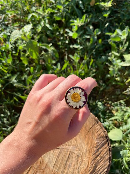 Vintage Dry Flower Resin Ring