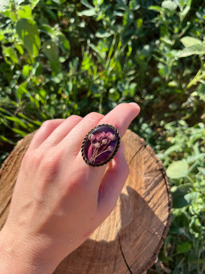 Vintage Dry Flower Resin Ring