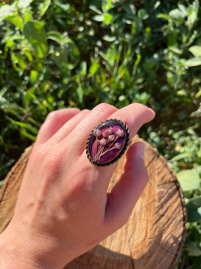 Vintage Dry Flower Resin Ring