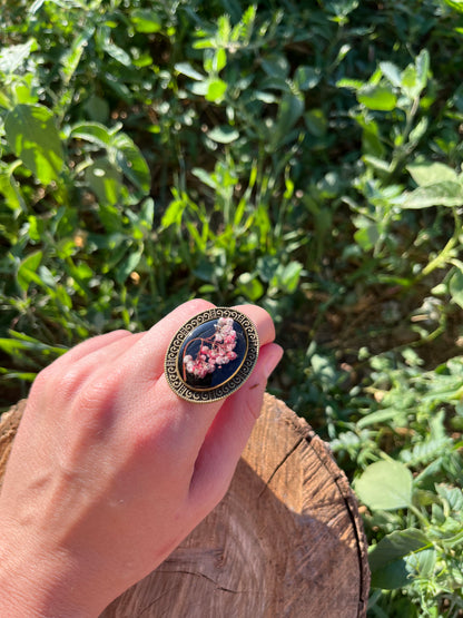 Vintage Dry Flower Resin Ring