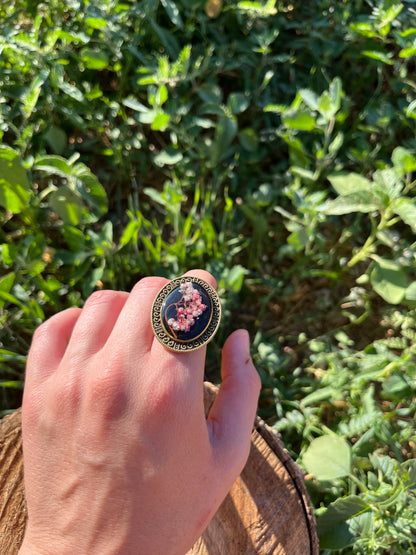 Vintage Dry Flower Resin Ring