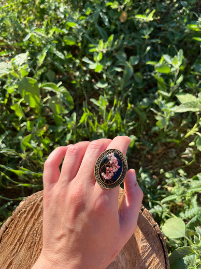 Vintage Dry Flower Resin Ring