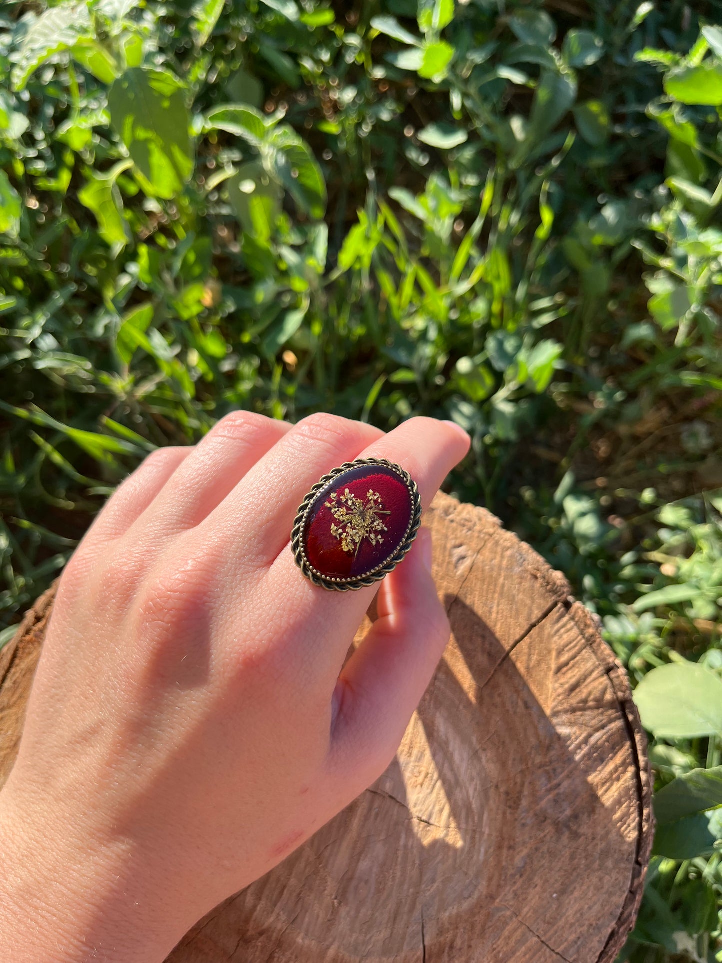 Vintage Dry Flower Resin Ring