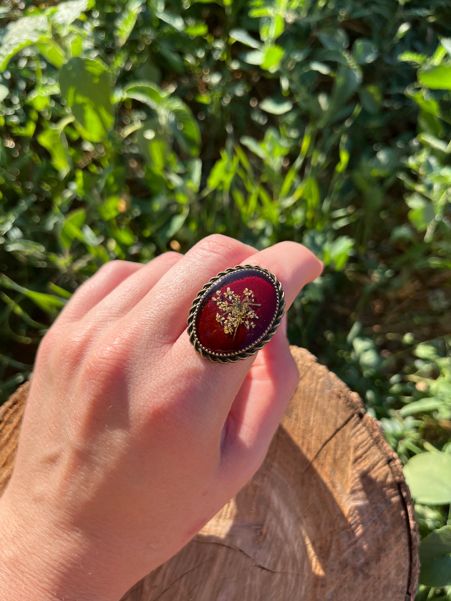 Vintage Dry Flower Resin Ring