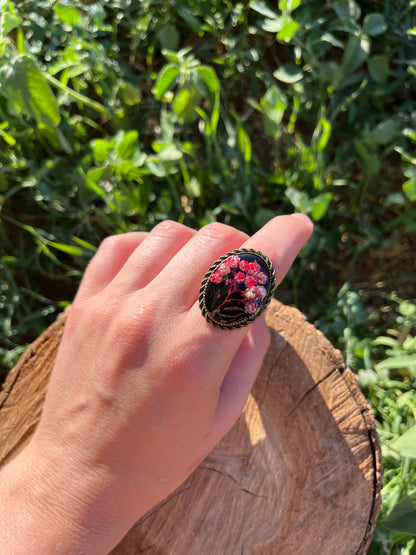 Vintage Dry Flower Resin Ring