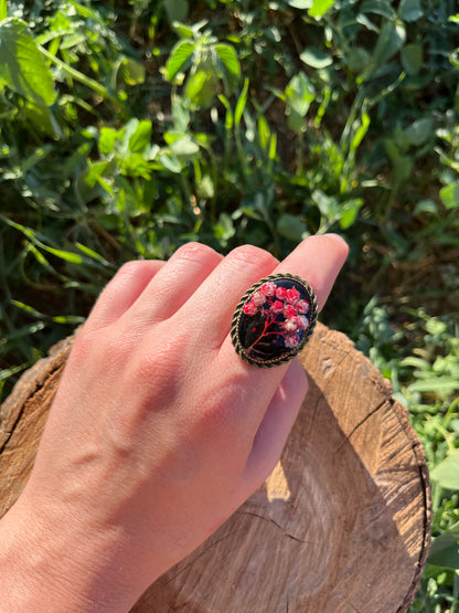 Vintage Dry Flower Resin Ring