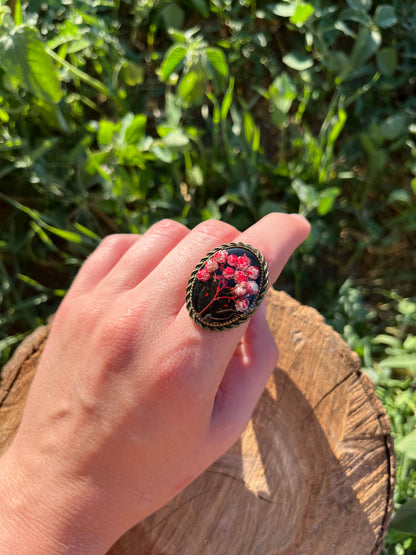 Vintage Dry Flower Resin Ring