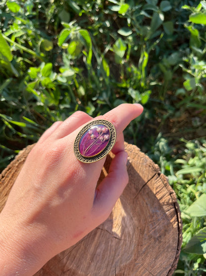 Vintage Dry Flower Resin Ring