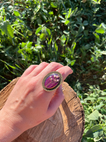 Vintage Dry Flower Resin Ring