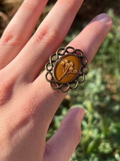 Vintage Dry Flower Resin Ring