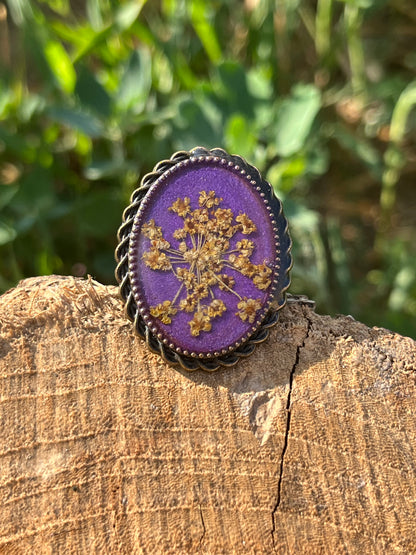 Vintage Dry Flower Resin Ring