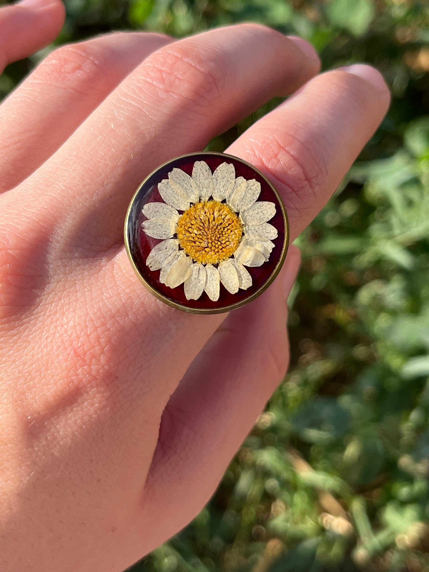 Vintage Dry Flower Resin Ring