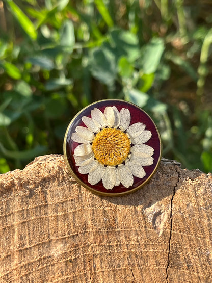 Vintage Dry Flower Resin Ring