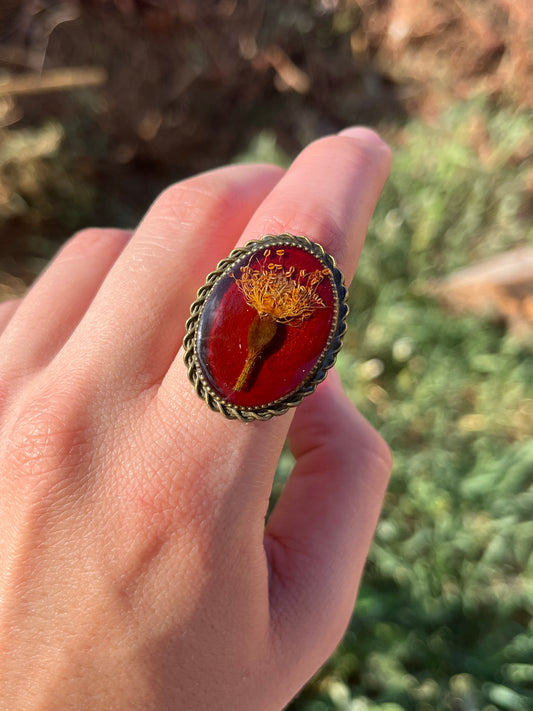 Vintage Dry Flower Resin Ring