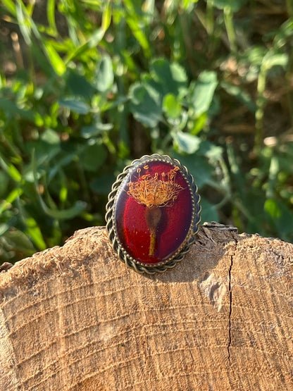 Vintage Dry Flower Resin Ring