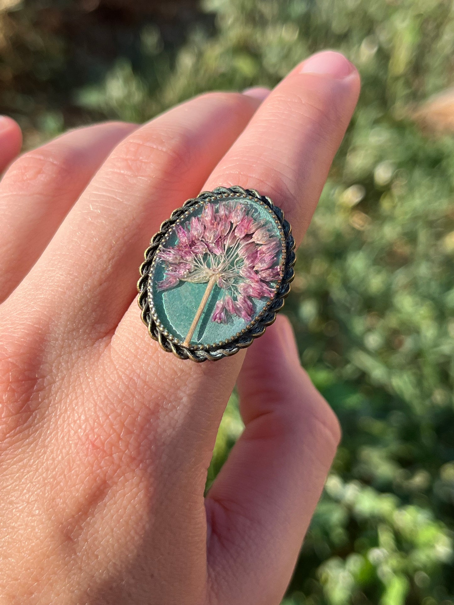 Vintage Dry Flower Resin Ring