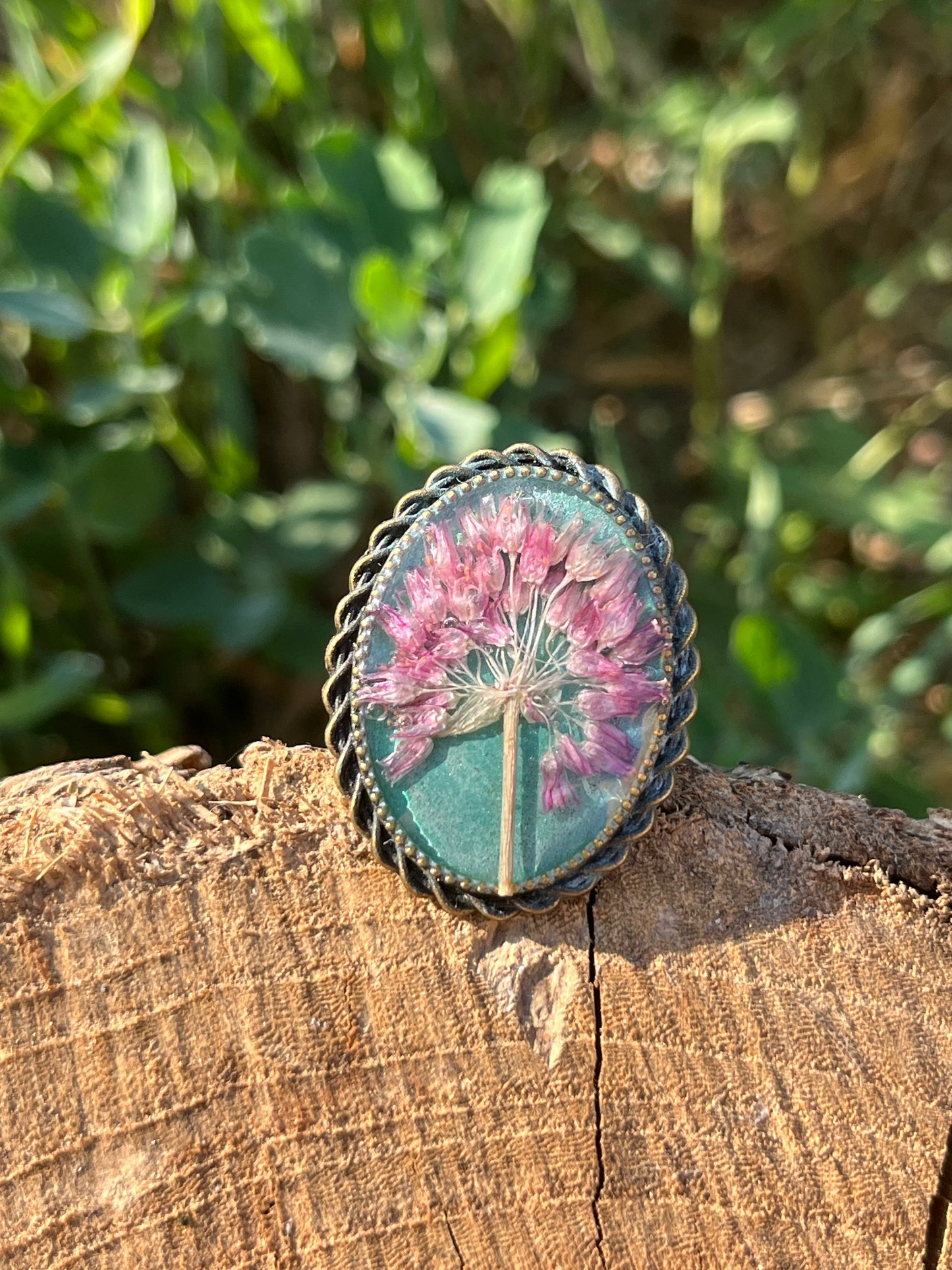 Vintage Dry Flower Resin Ring